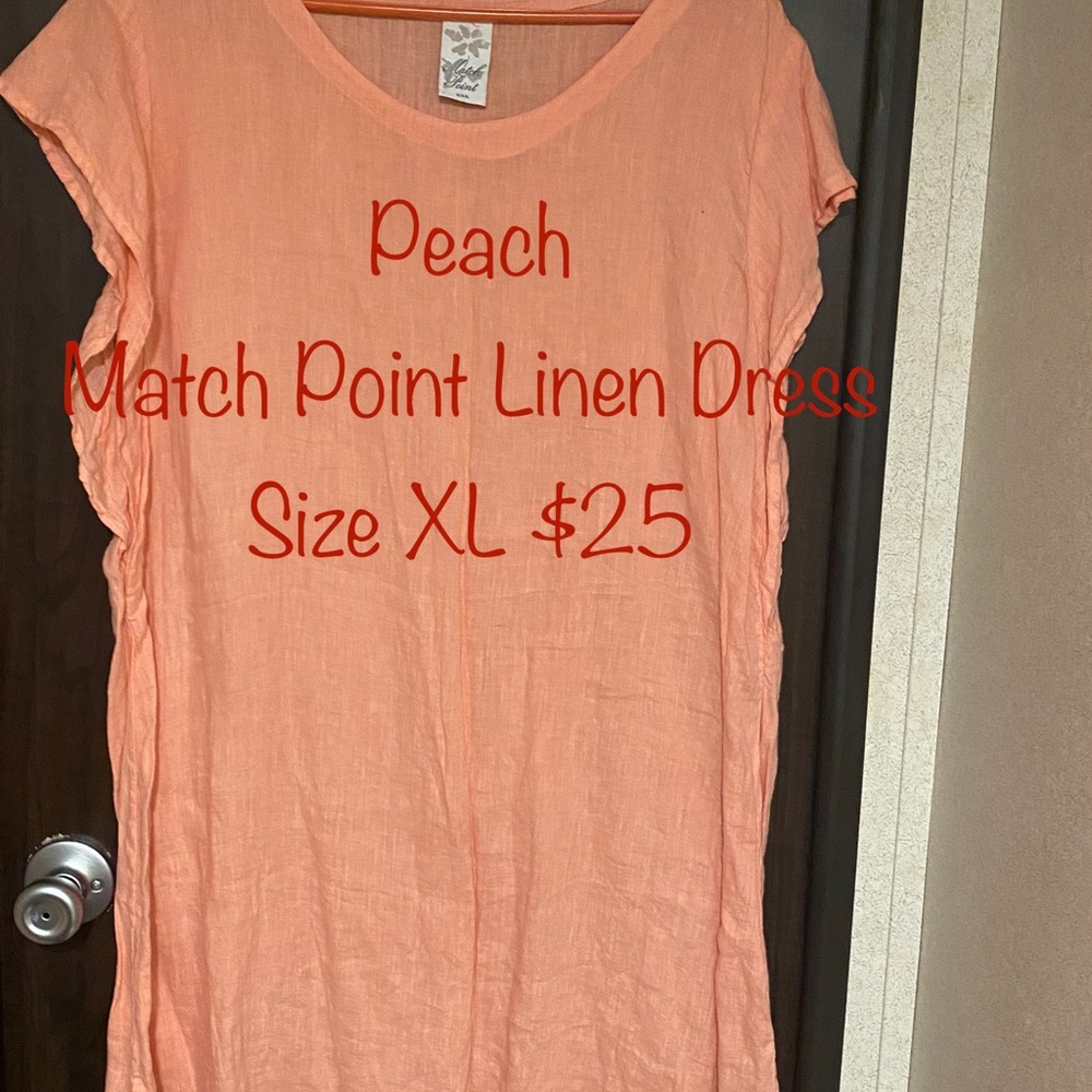 Lovely Peach Match Point Linen Dress